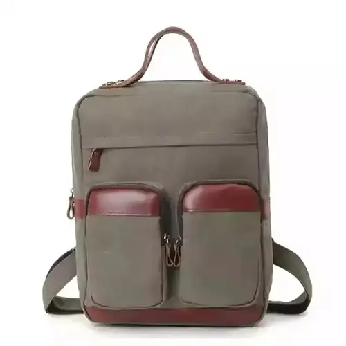 Premium Canvas Backpack with PU Leather Accents for Everyday Use